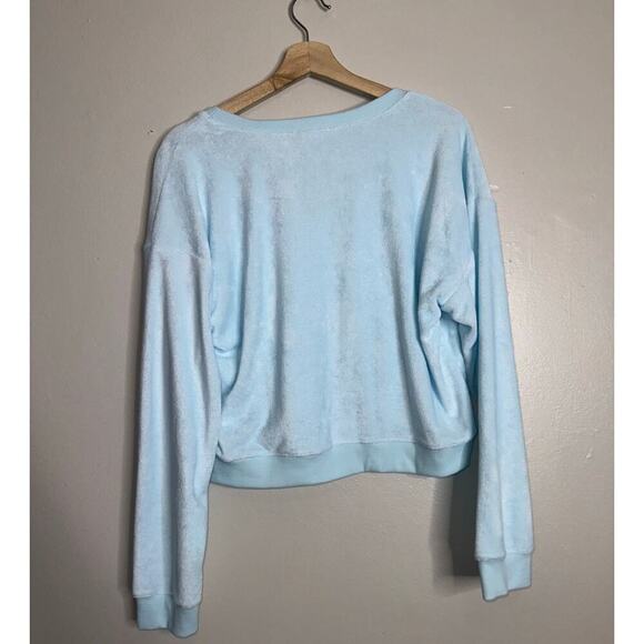 Beyond Yoga Tropez Pullover Tropical Waters Blue Terry Cloth Medium Sea Foam - Picture 6 of 7